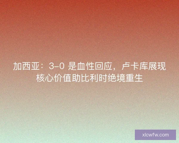 加西亚：3-0 是血性回应，卢卡库展现核心价值助比利时绝境重生